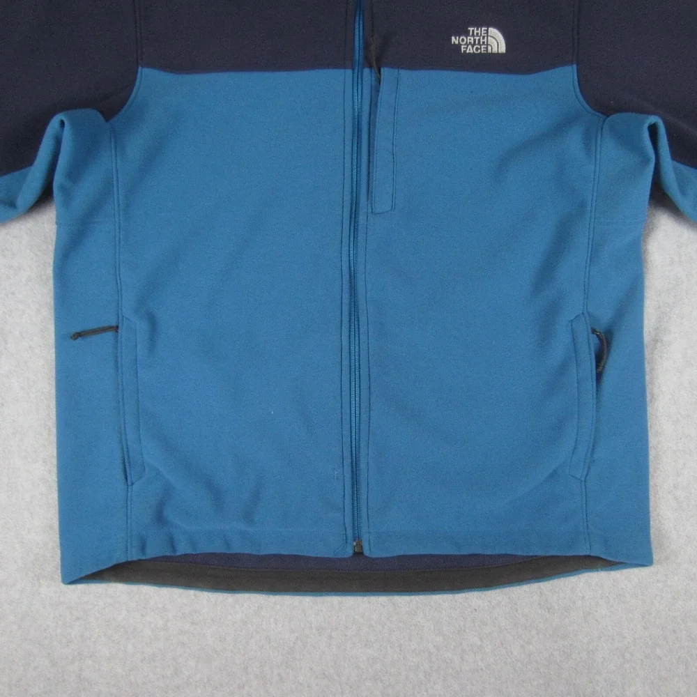 The North Face Jacket‎ Mens Large Blue Color Block Soft Shell Fleece Lined